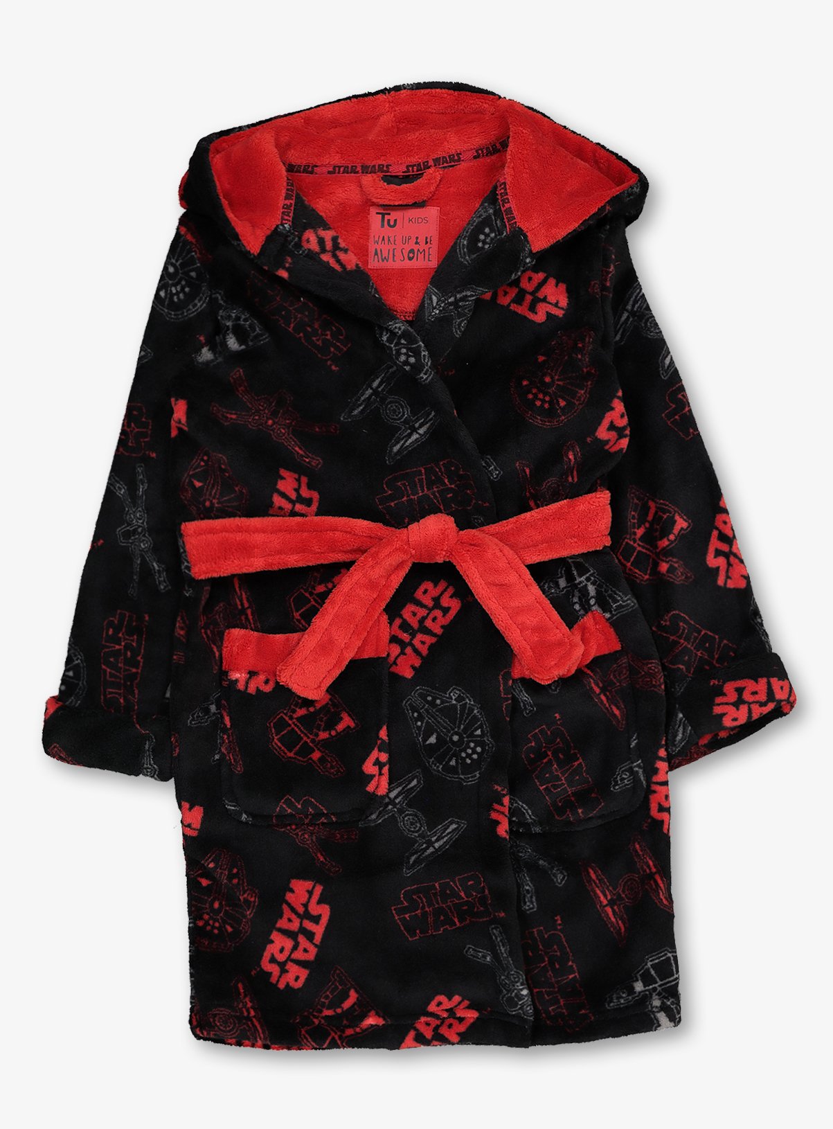 black and red dressing gown